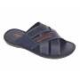 Papuci barbati din piele naturala de culoare bleumarin - GKR74BL